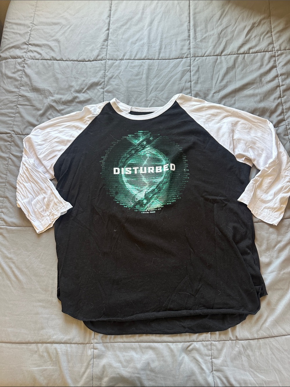 Disturbed Graphic Raglan Baseball Tee - Black/White